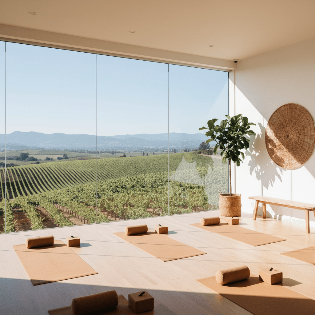 Vue depuis le studio de yoga sur les vignes du Lavaux