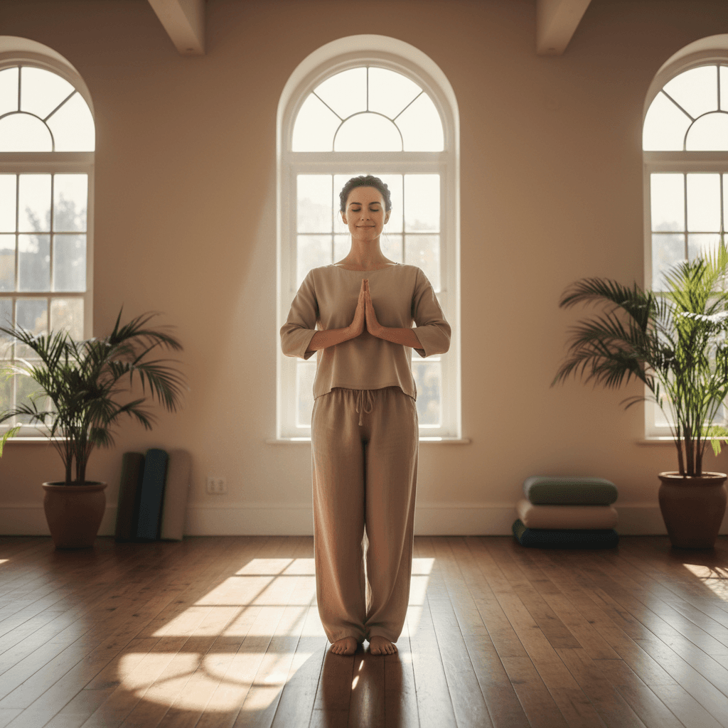 Paola Falduzzi dans son espace de yoga à Chexbres